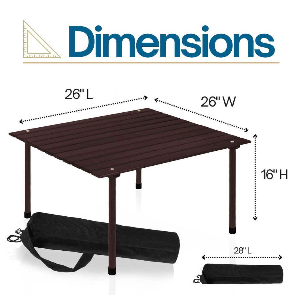 Outdoor Portable Wood Roll Up Table 26"L x 26"W x 16"H
