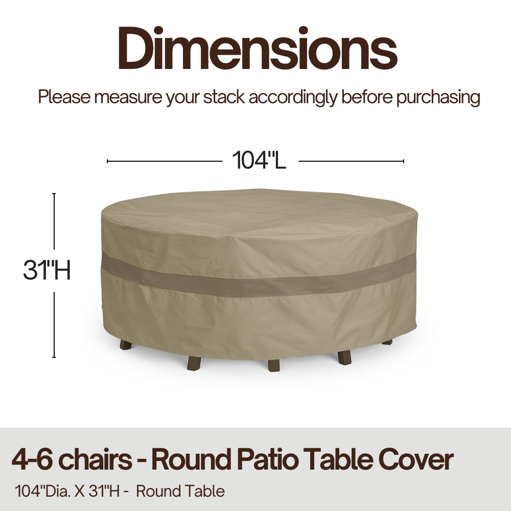 Premium Tight Weave 104"Dia.x31"H Patio Chat, Conversation Set Cover (No Center Umbrella Hole)