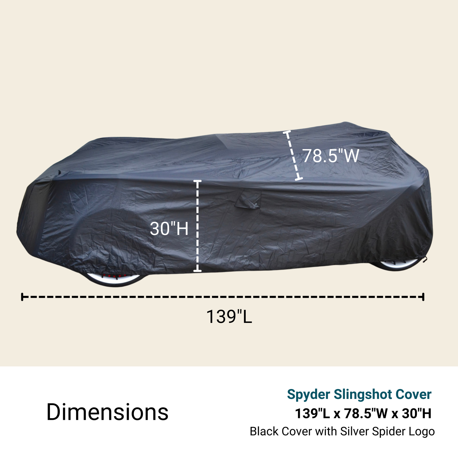 Heavy Duty Full Cover Designed to Fit Polaris Slingshot with Reflective Spider Logo - Weather and Water Resistant Protection from Dust Rain (Black)