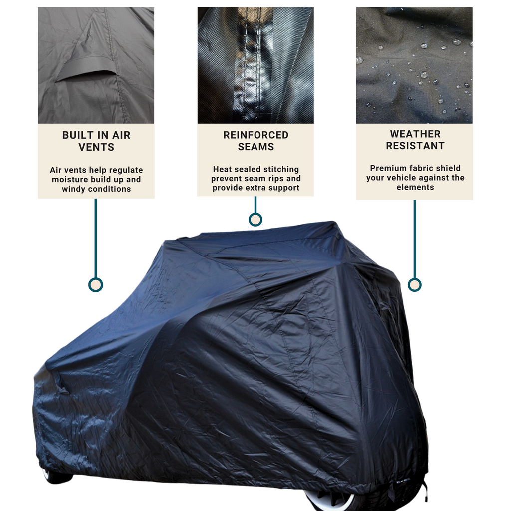 Heavy Duty Full Cover Designed to Fit Polaris Slingshot with Reflective Spider Logo - Weather and Water Resistant Protection from Dust Rain (Black)