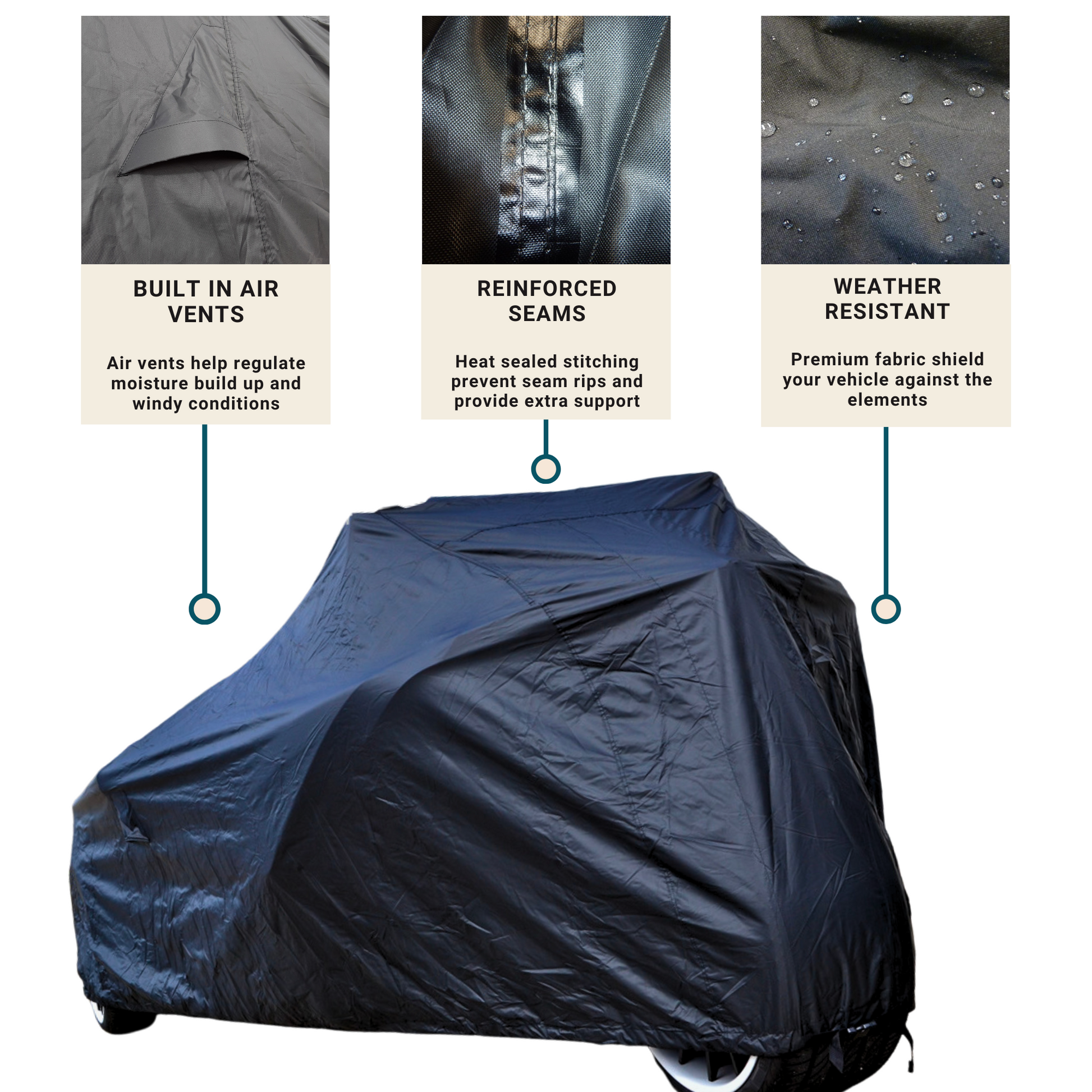 Heavy Duty Full Cover Designed to Fit Polaris Slingshot with Reflective Spider Logo - Weather and Water Resistant Protection from Dust Rain (Black)