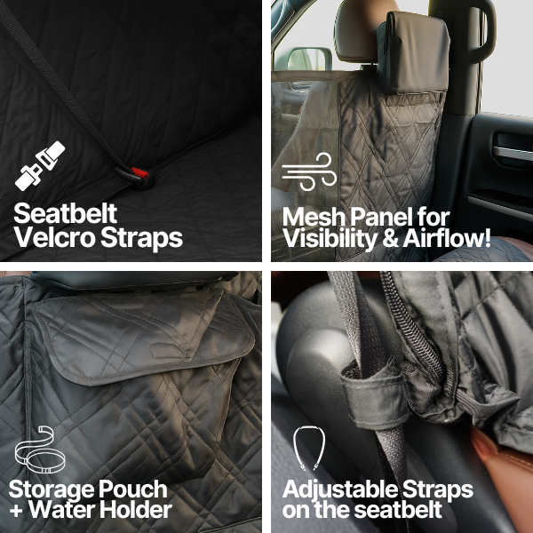 Pet Car Seat Hammock Cover with Mesh Window.