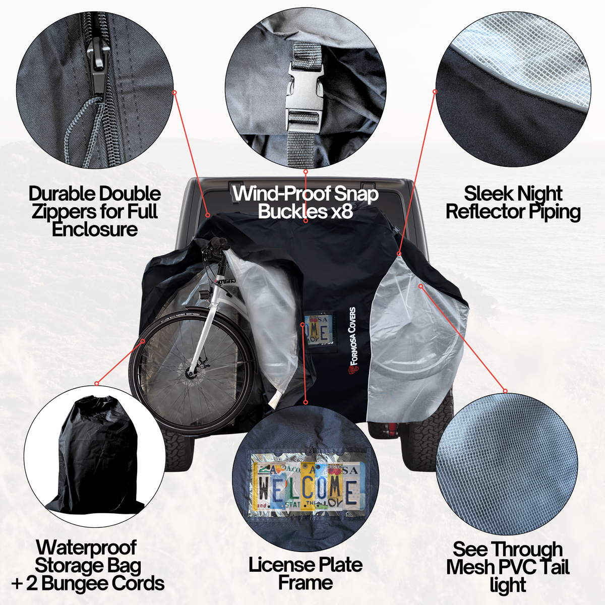 Quad Bike Rack Cover for Yakima Fullswing SwingDaddy, Thule Apex (4-Bike)