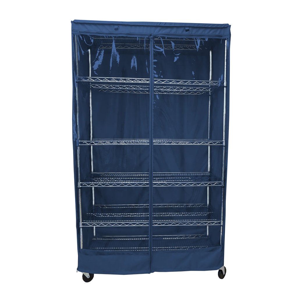 COVER for Wire Rack Shelving Storage Unit | See-Through & Dusty Blue | 30-72 inches