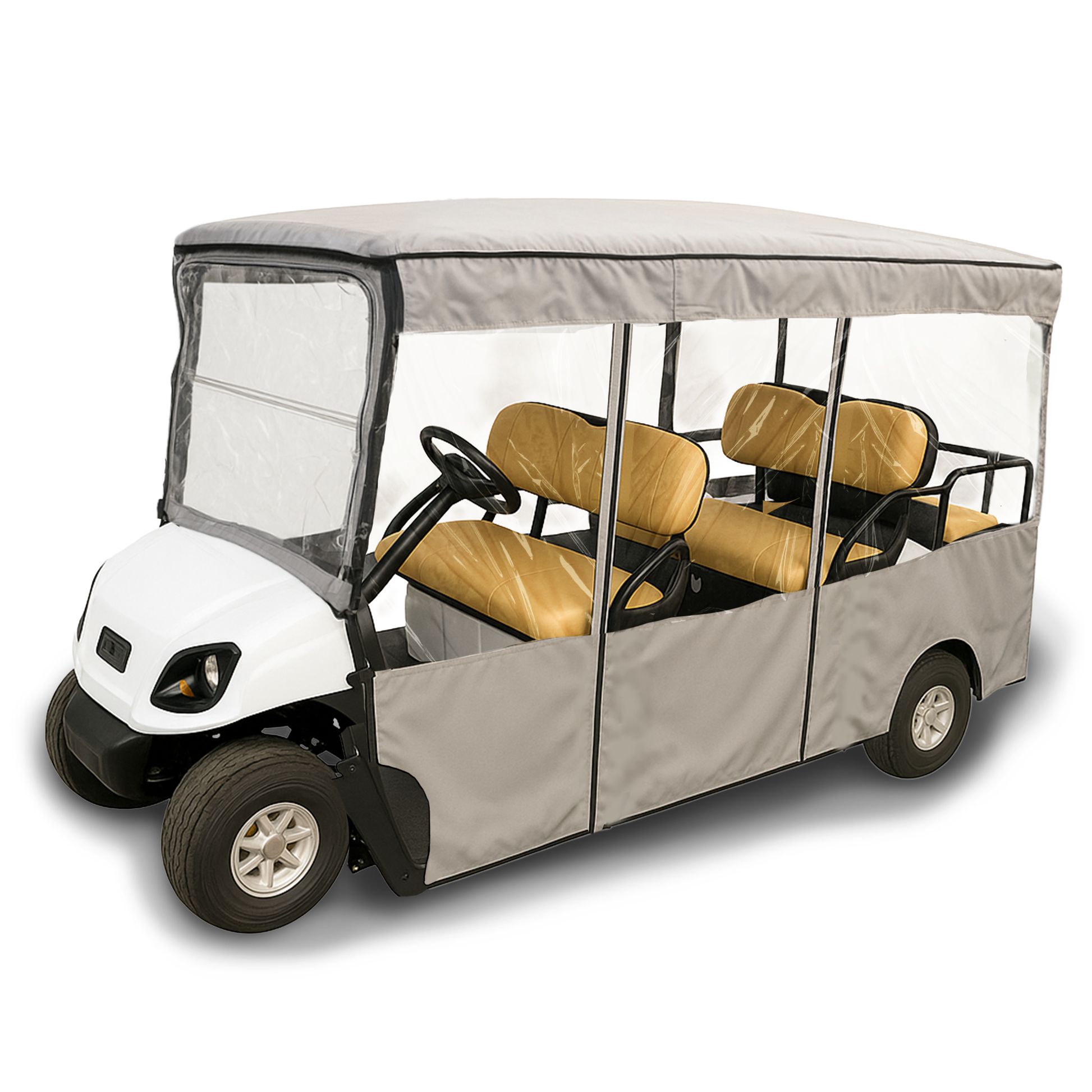 Golf Cart Driving Enclosure Cover for EZGO, Club Car, Yamaha G - 6 Passenger Carts,  4 + 2 Bench Model