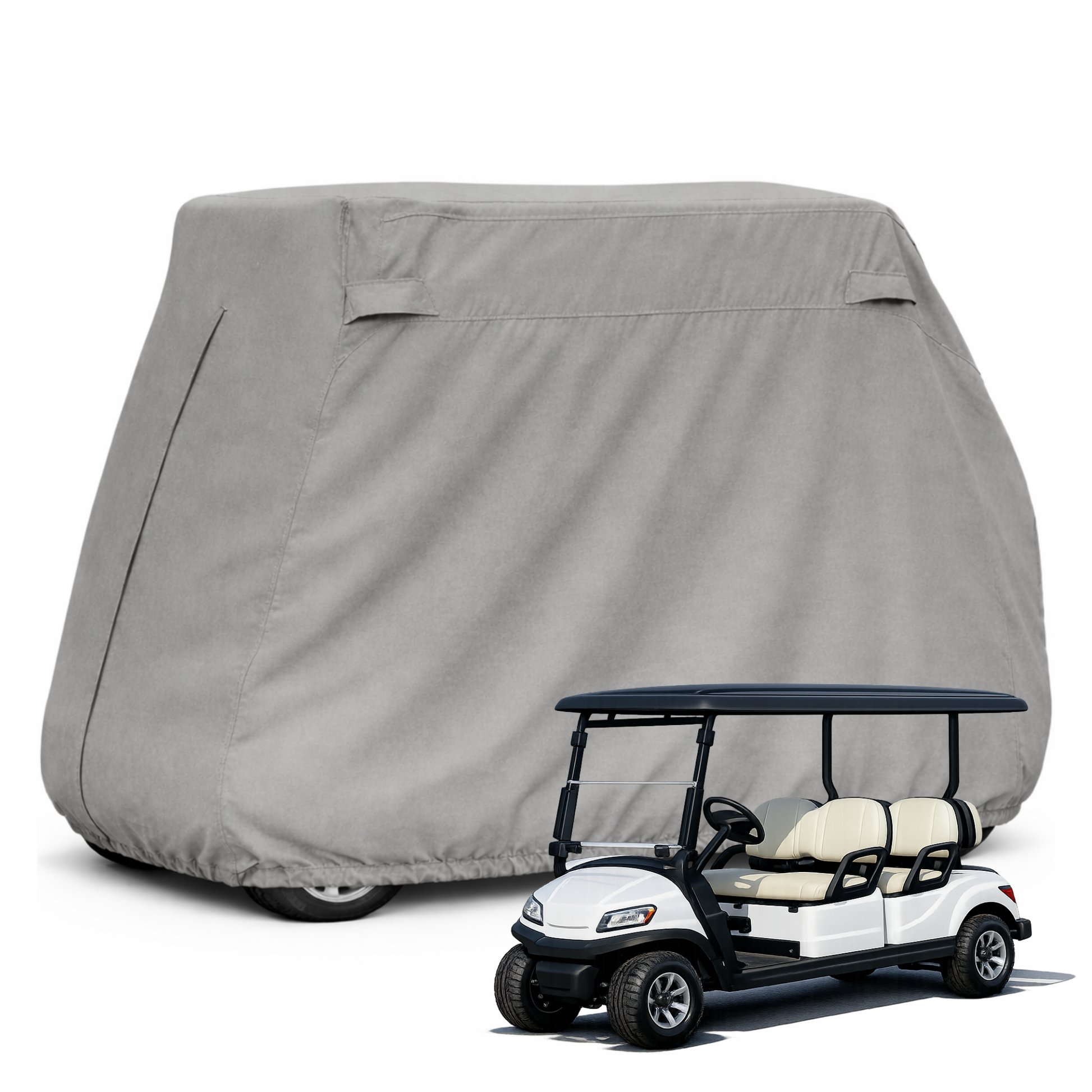 Golf Cart Storage Cover for EZGO, Club Car, Yamaha G (Short Roof, 58"L) - 4 Passenger - Grey