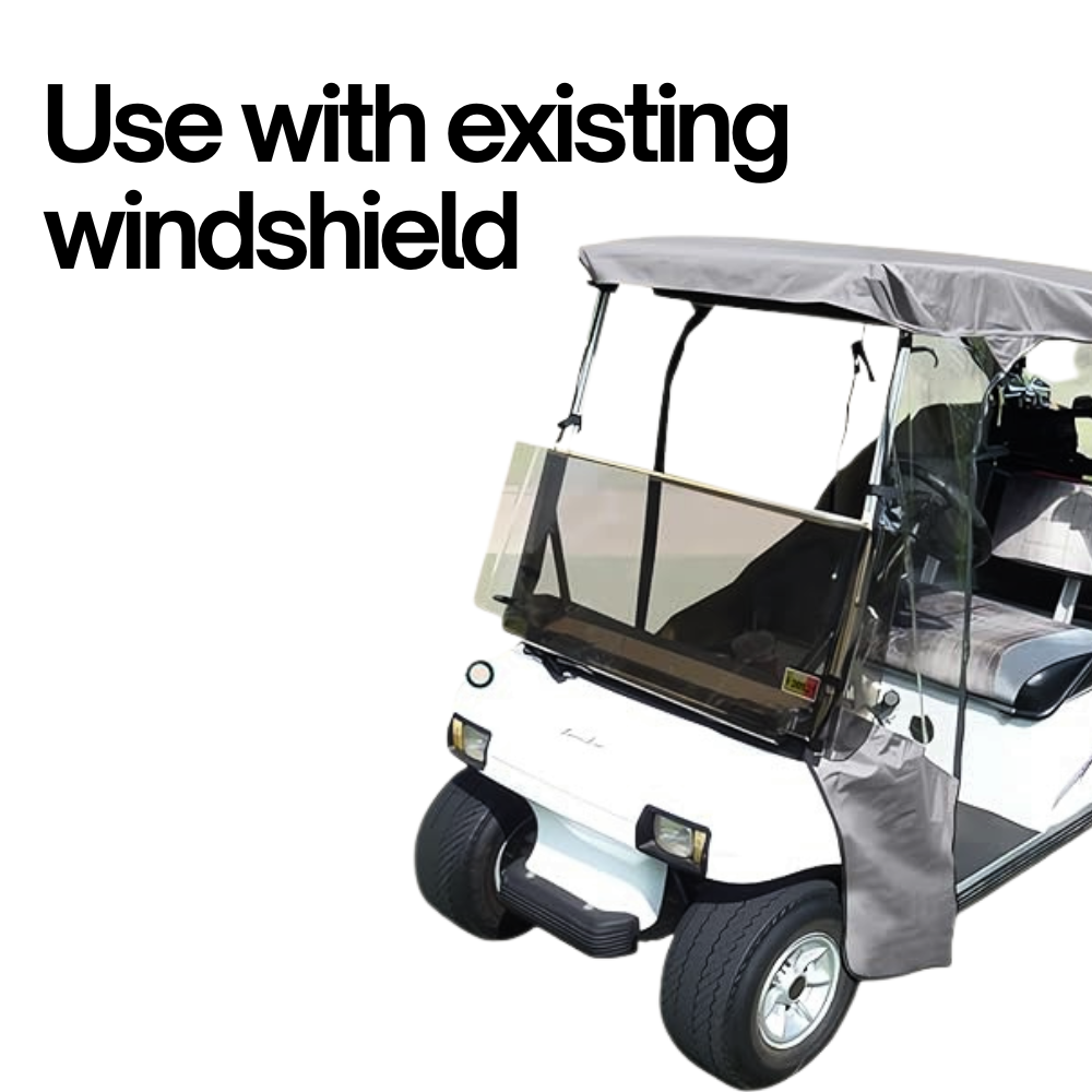 4 Passenger Short Roof 58"L 3 Sides Golf Cart Driving Enclosure Cover Open Front Grey