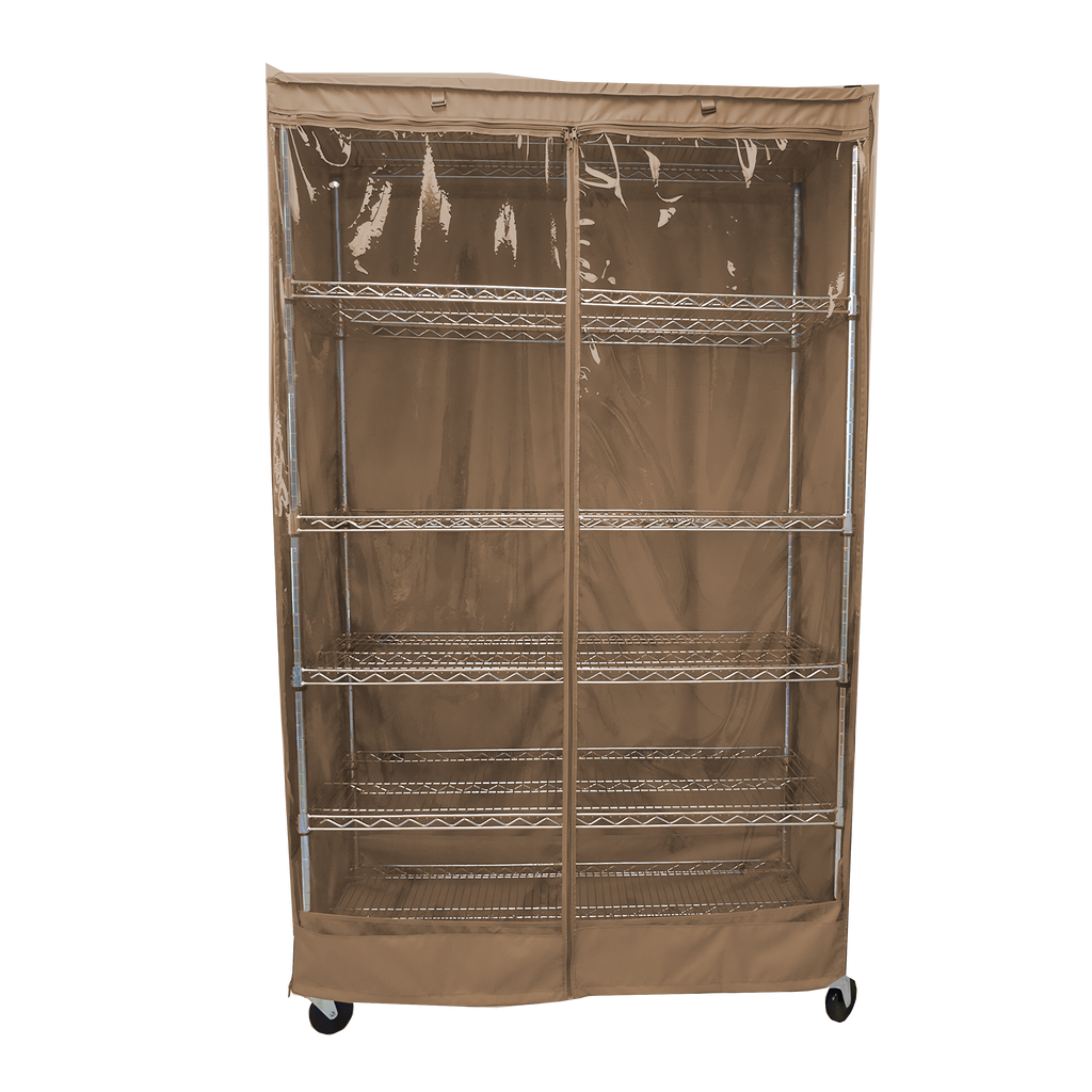 COVER for Wire Rack Shelving Storage Unit | One-Side PVC Panel in Beige Khaki | 30-72 inches