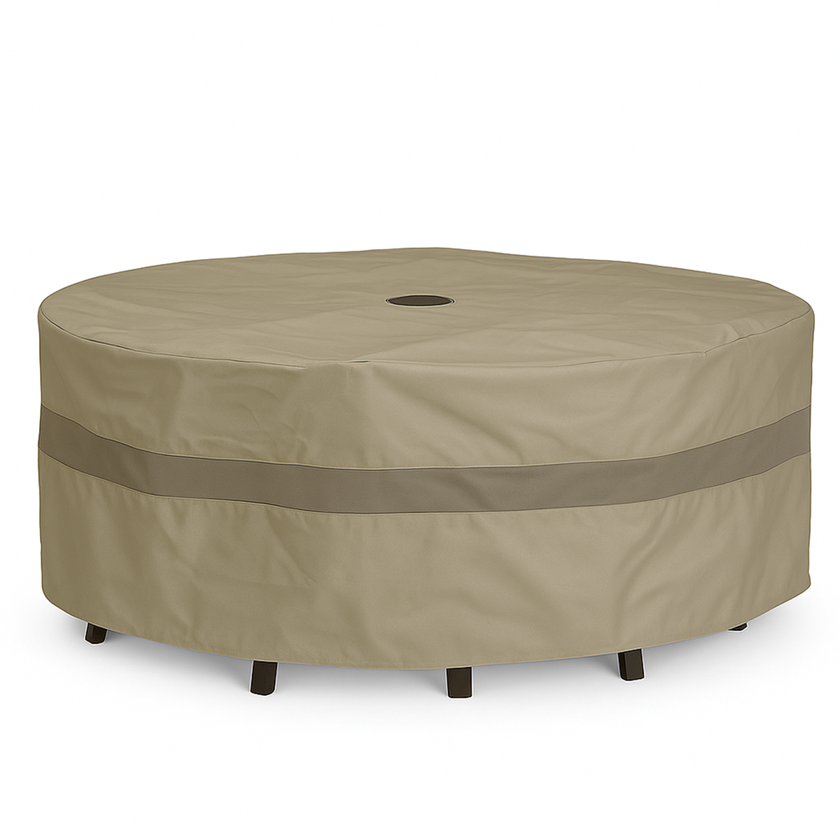 Funda para juego de patio de 70" de diámetro x 30" de alto, compatible con juegos de mesa redondos o cuadrados, orificio central para sombrilla