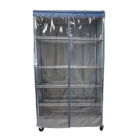 COVER for Storage Shelving Unit | One side PVC panel in Grey and Dusty Blue Trim | Fits 36-60 inches wide