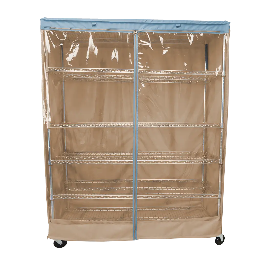 COVER for Storage Shelving Unit | PVC panel in Beige Khaki and Blue Trim