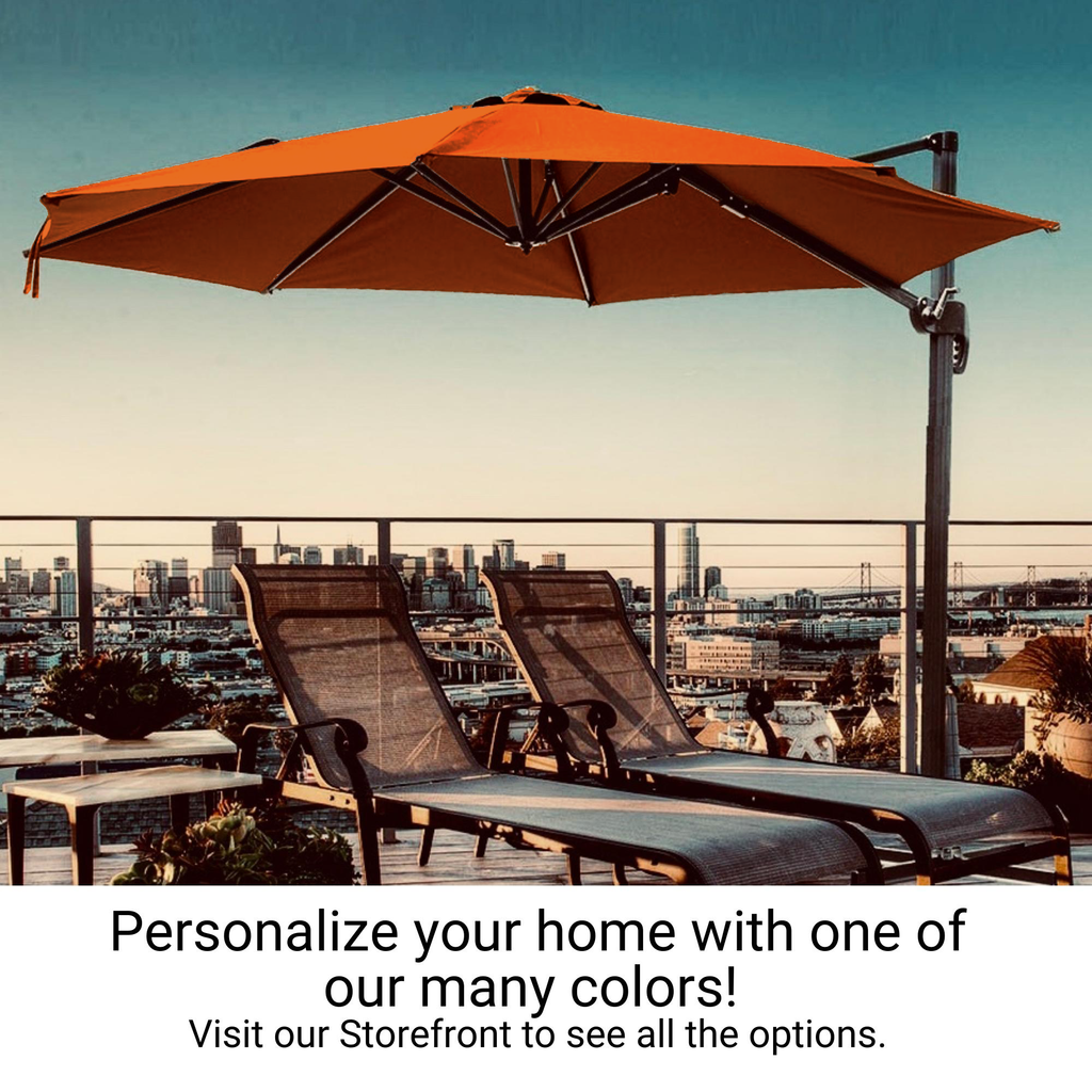 11ft Cantilever Supported Bar Umbrella 8 Rib Replacement Canopy Tuscan Orange.