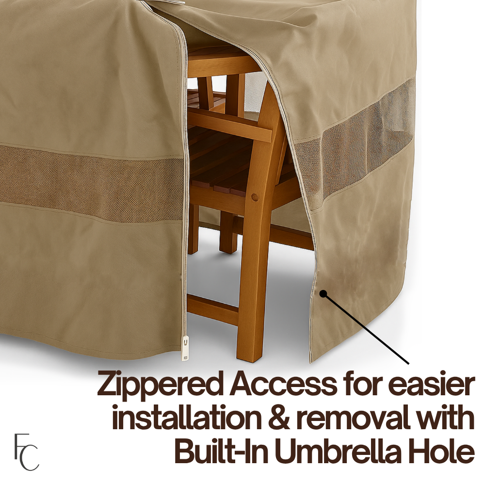 Premium Tight Weave 104"Dia.x31"H Patio Chat, Conversation Set Cover (No Center Umbrella Hole)