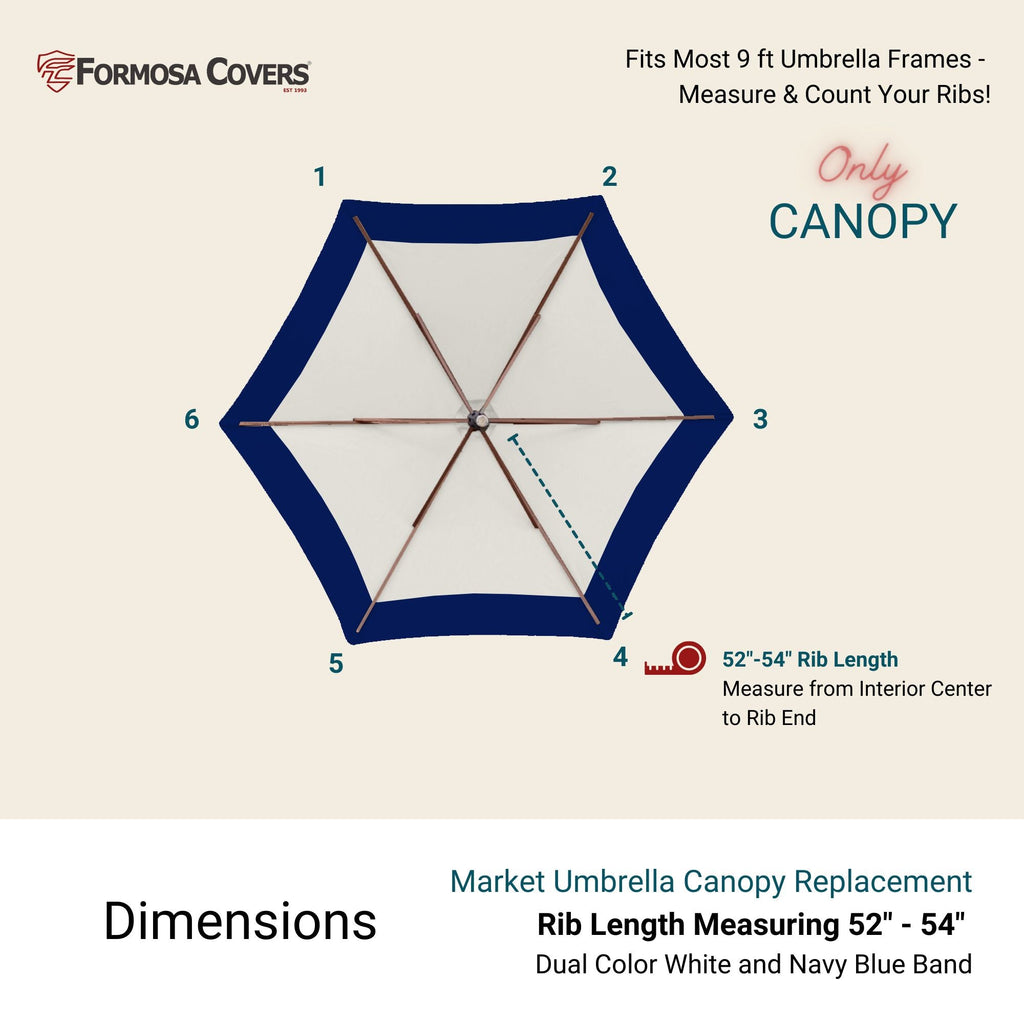 9ft Market Patio Umbrella 6 Rib Replacement Canopy Duet Navy