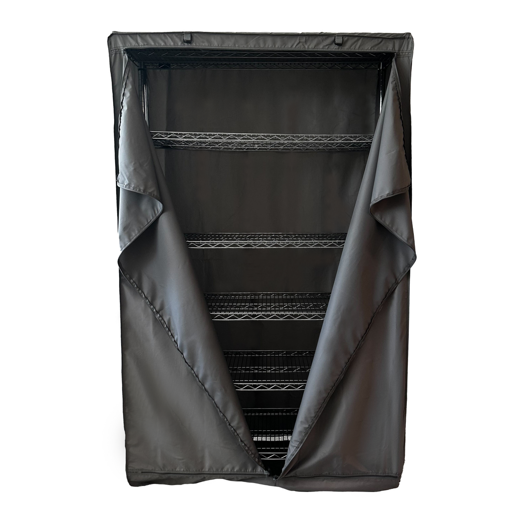 Storage Shelving Unit Enclosure, fits racks 48"W x 18"D x 76"H in Grey (With Wheels)