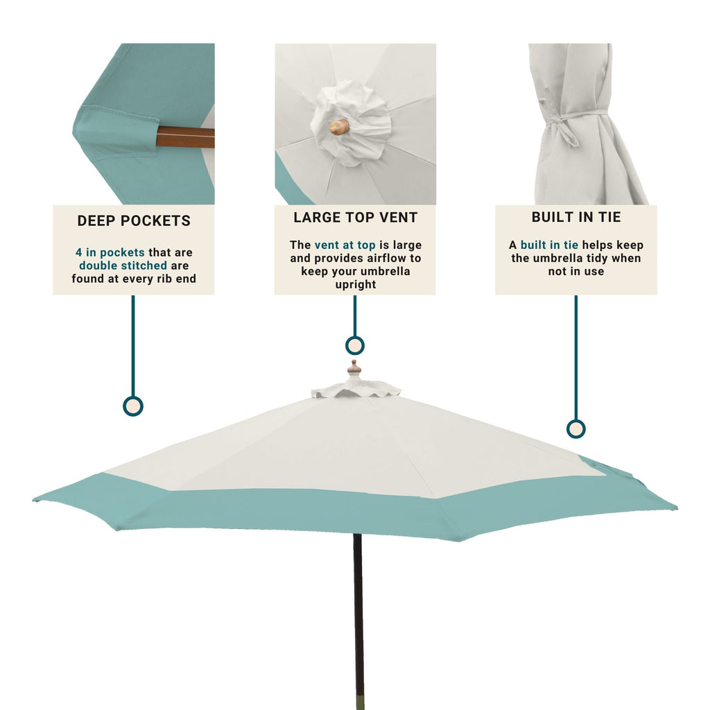 9ft Market Patio Umbrella 6 Rib Replacement Canopy Duet Light Blue