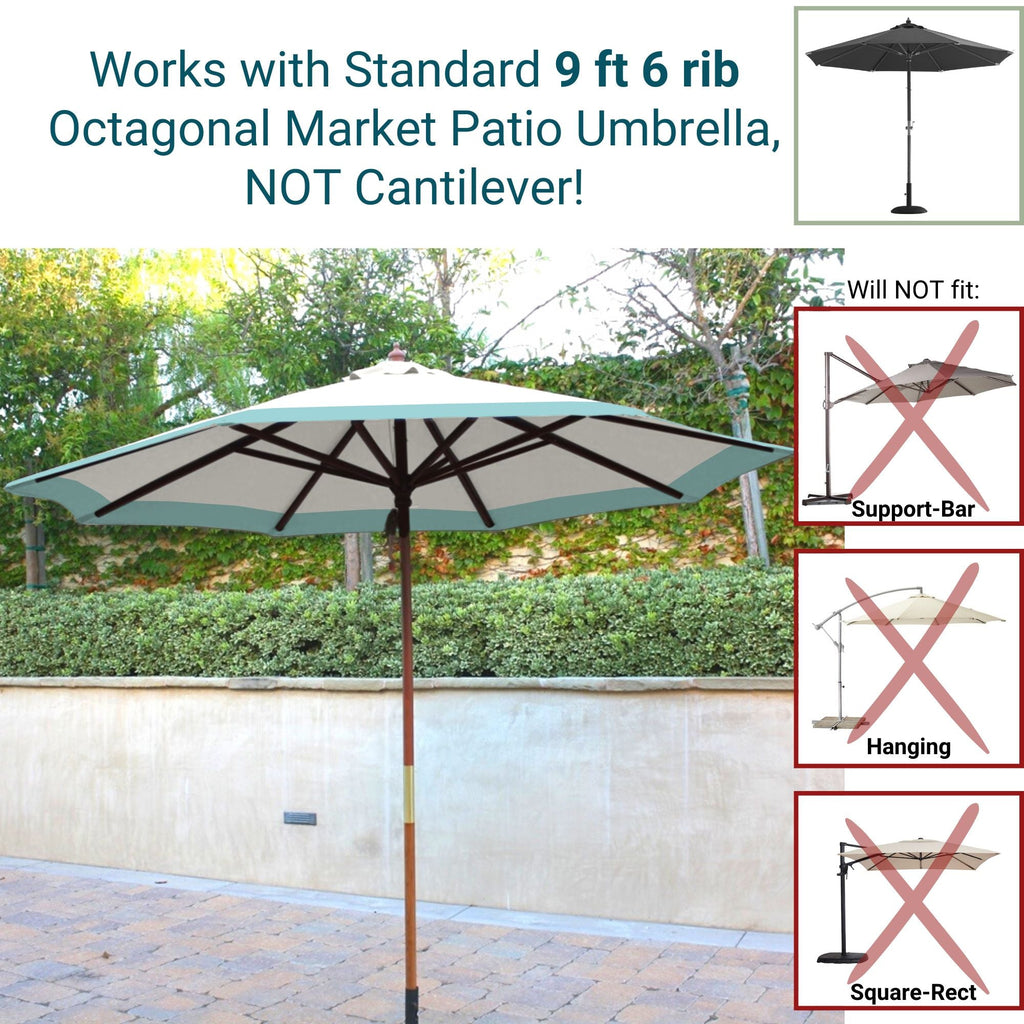 9ft Market Patio Umbrella 6 Rib Replacement Canopy Duet Light Blue