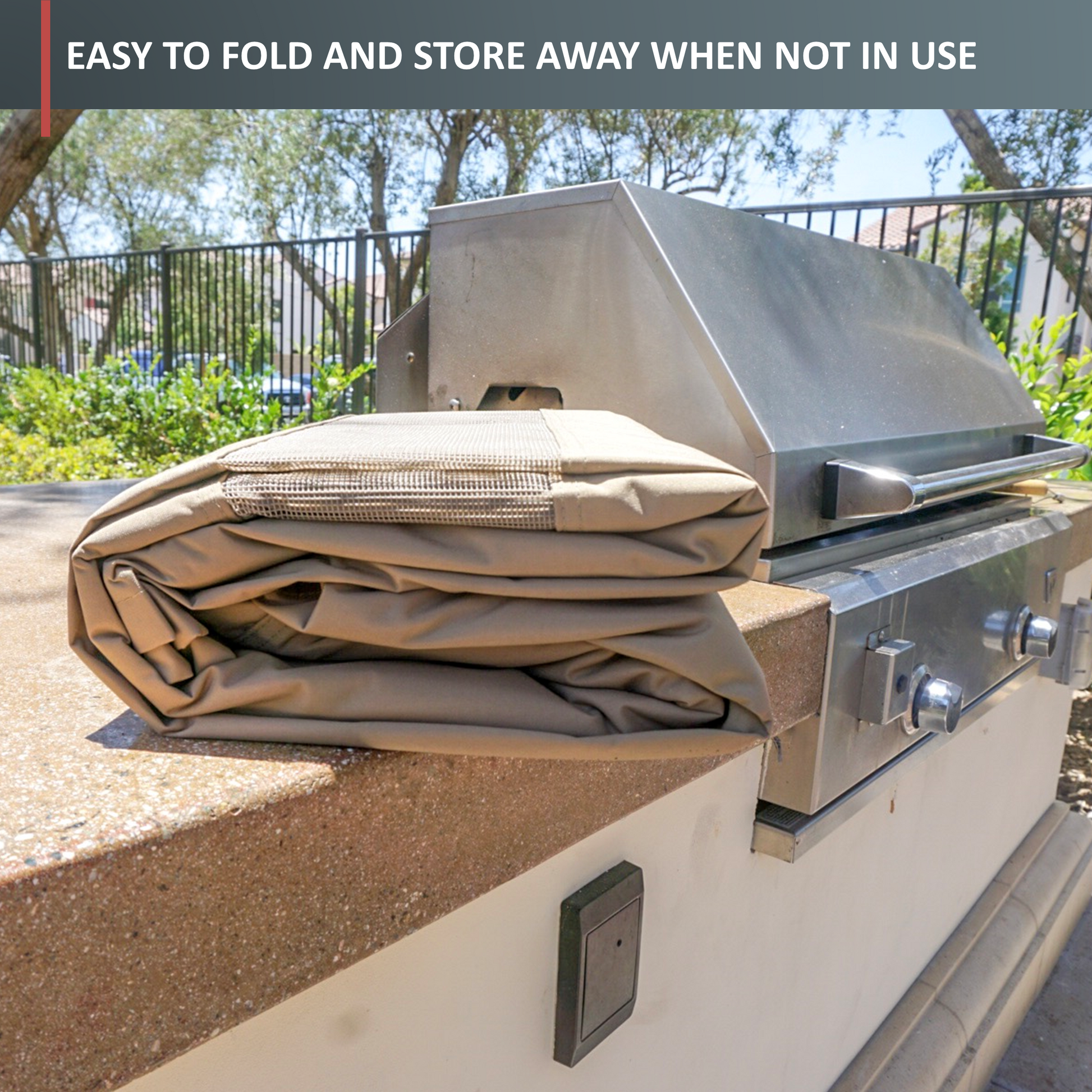 Island Barbecue Outdoor Cover Fits BBQ or Grills up to 76-124 inches Long - Safari Taupe