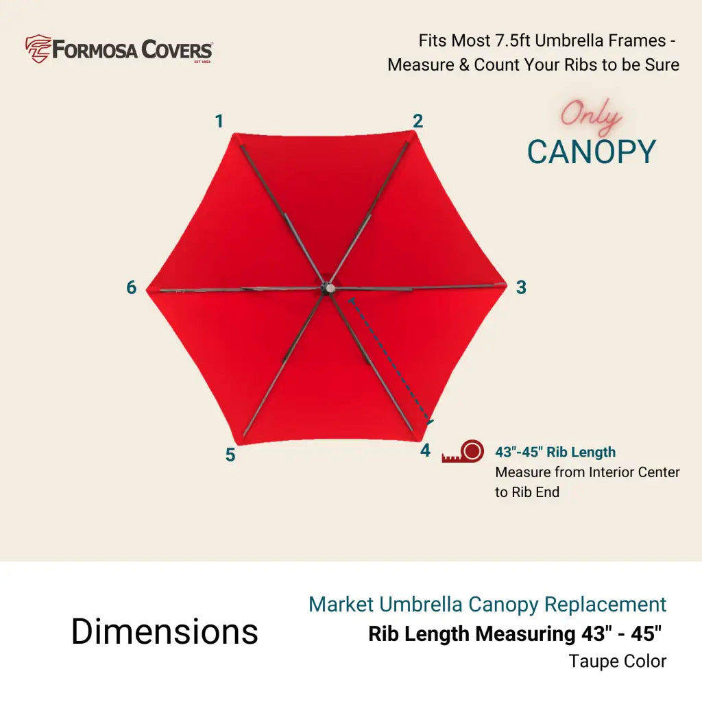 7.5 ft patio umbrella replacement canopy only 6 ribs Formosa Covers 7.5 ft Market Patio Umbrella 6 Rib Replacement Canopy