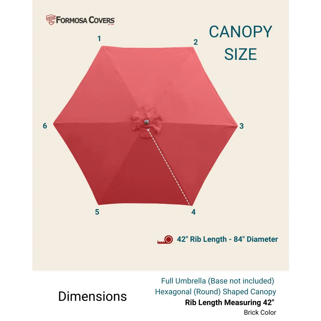 7ft Wooden Patio Garden Market Umbrella with Tilt Mechanism Brick Red.