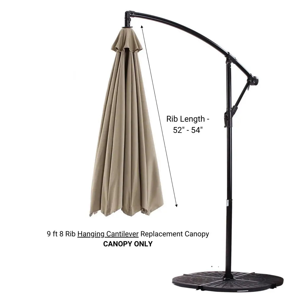 9 ft. patio umbrella replacement canopy Taupe 9ft 6-Rib Cantilever Hanging Umbrella Canopy