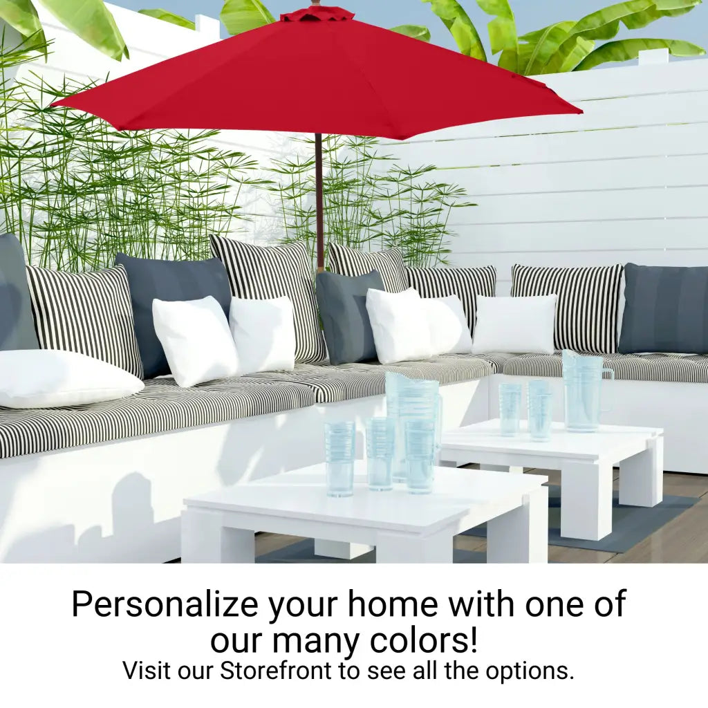 9ft Market Patio Umbrella 6 Rib Replacement Canopy Red