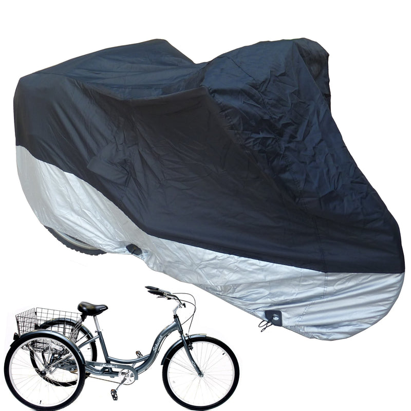 Bicycle Tricycle Cover Outdoor Storage Black Silver Covered