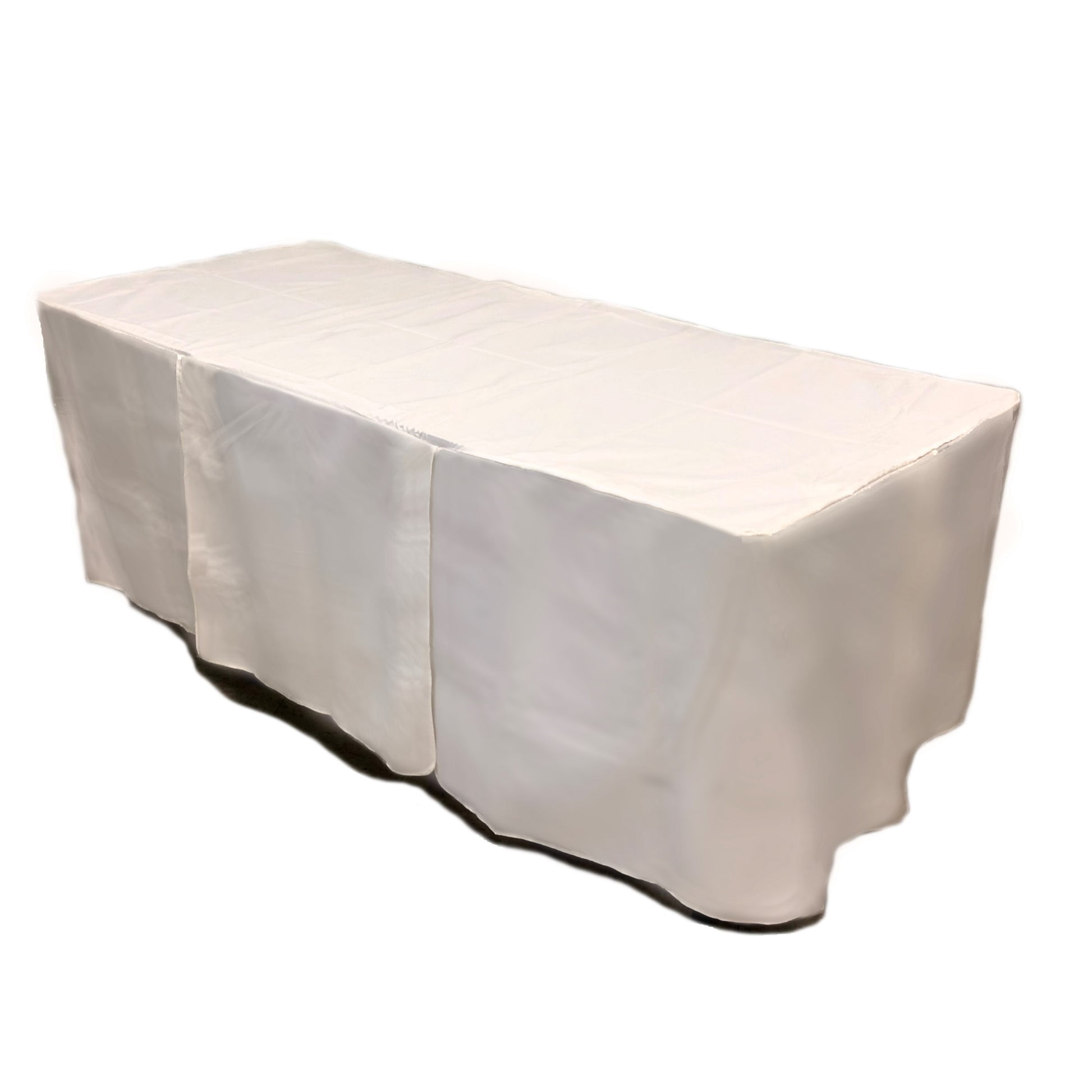 Premium Fitted Tablecloth for Rectangular Tables - Wedding/Banquet/Trade Show - Polyester Cloth Fabric Cover - Off White
