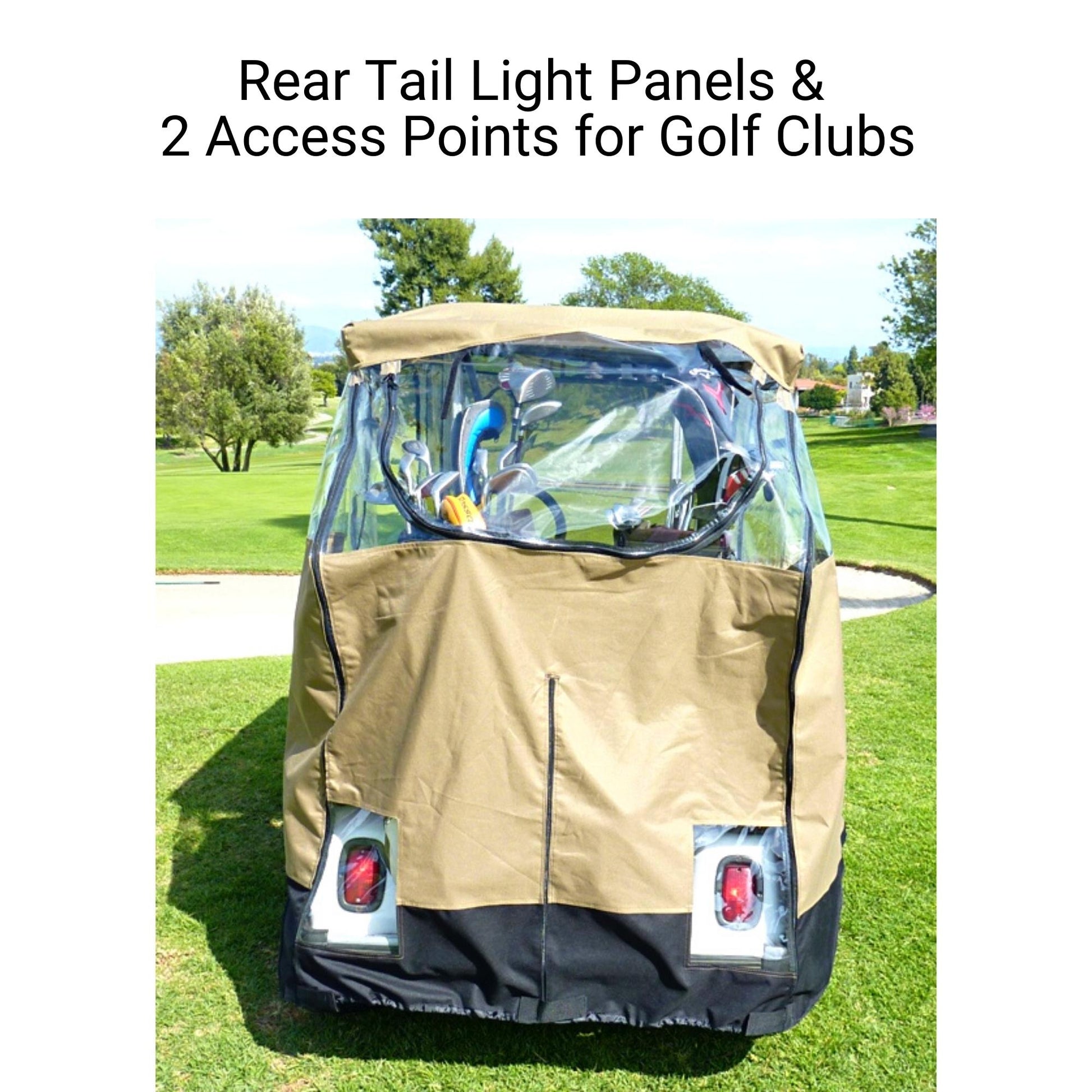 Golf Cart 3 Sided Enclosure Cover for EZGO, ClubCar, Yamaha G (Short Roof, 58"L ) - 2 Passenger