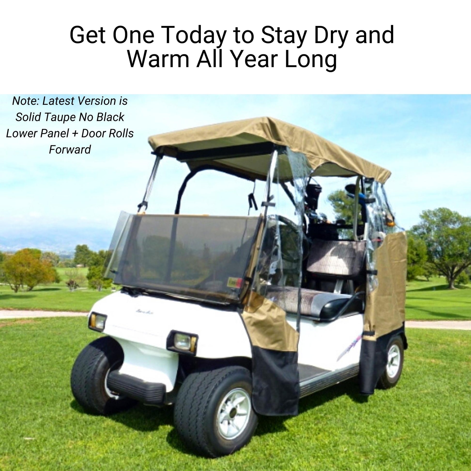 Golf Cart 3 Sided Enclosure Cover for EZGO, ClubCar, Yamaha G (Short Roof, 58"L ) - 2 Passenger