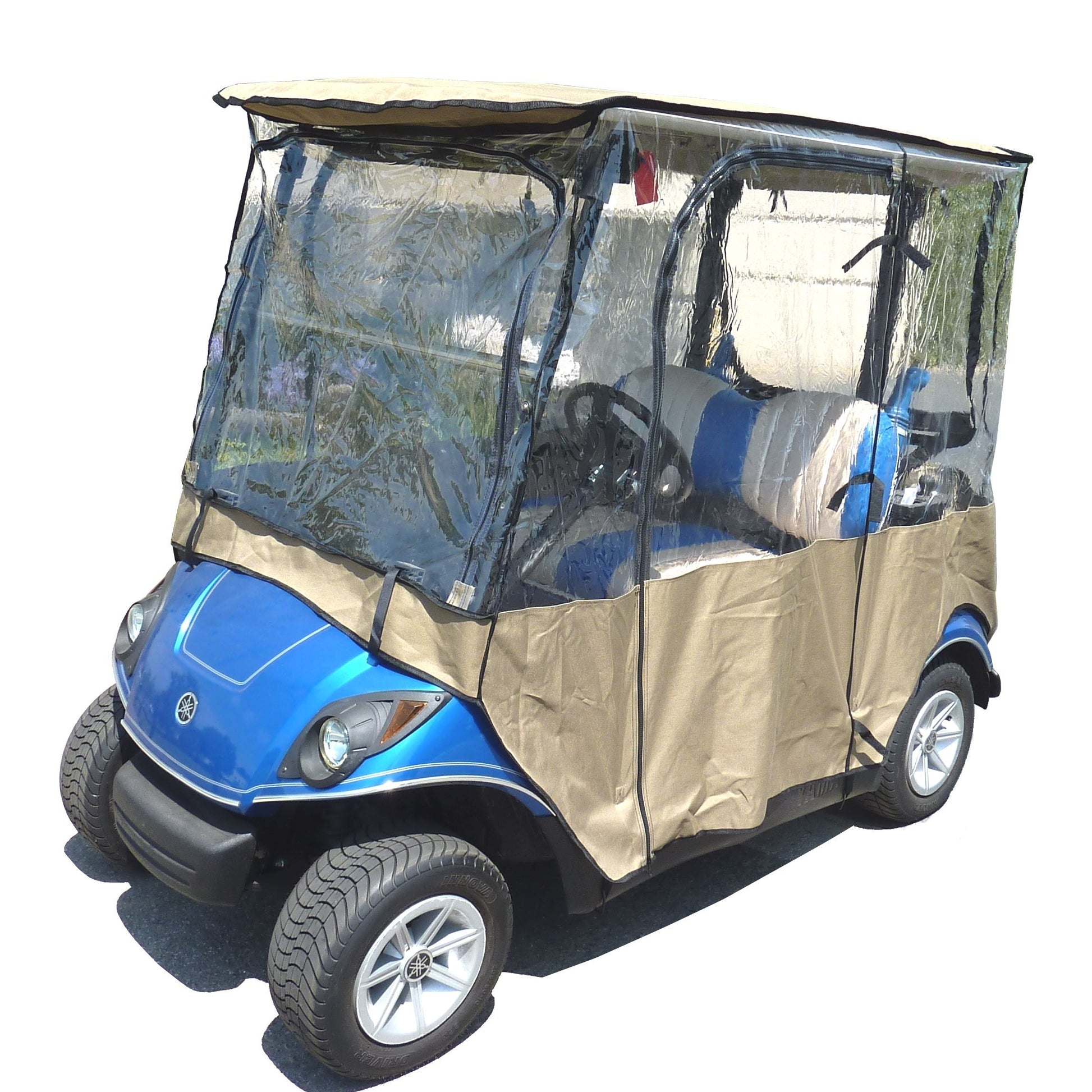 Golf Cart Driving Enclosure Cover for EZGO, Club Car, Yamaha G - Taupe