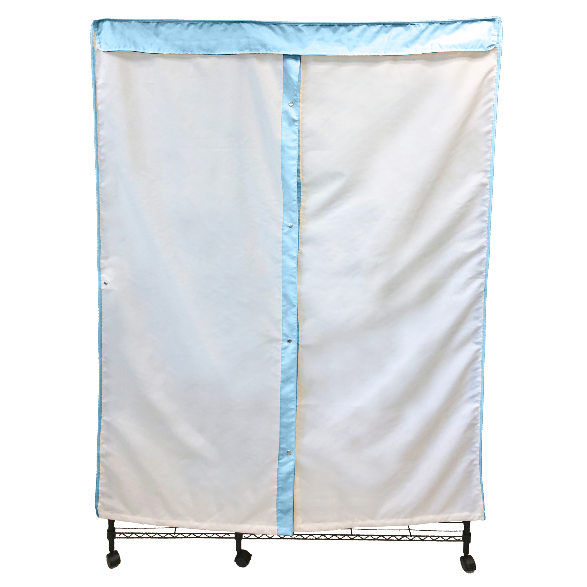Blue Rack Cover Portable Garment Rack Cover Off-White with Blue Trim | – Covered Living