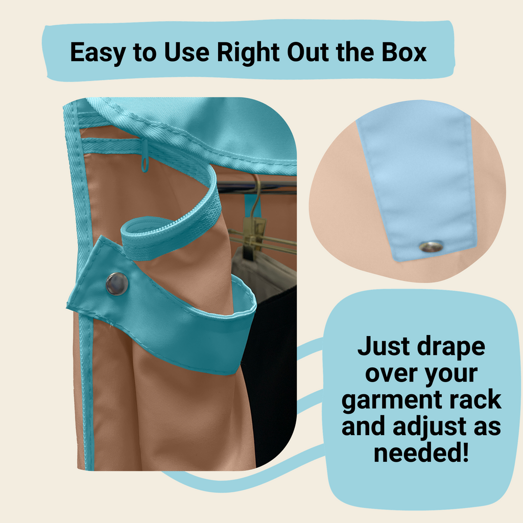 Portable Garment Rack Cover 48"W x 18"D x 75"H Khaki with Blue Trim