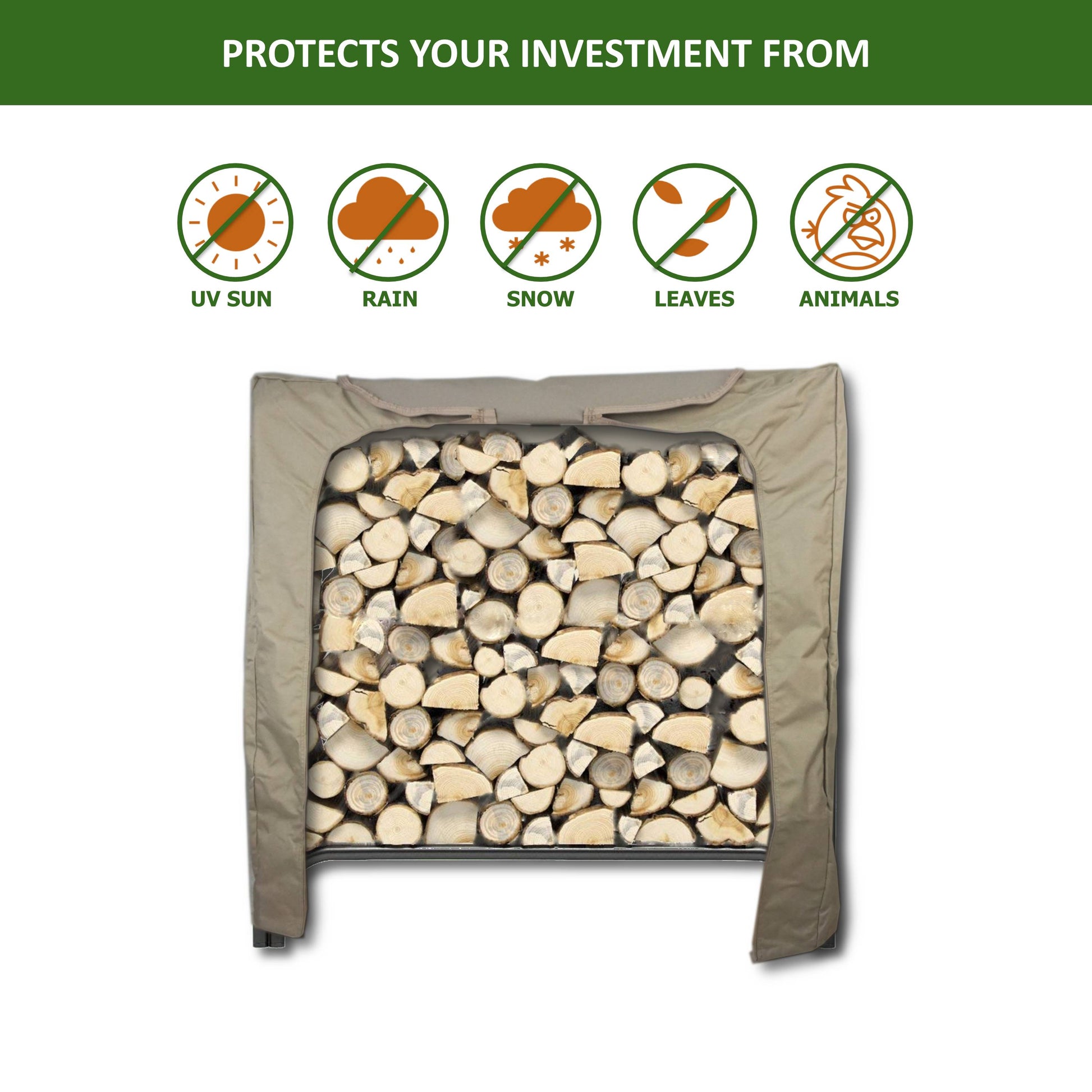 Firewood Log Rack Outdoor and Indoor Cover up to 45" Long
