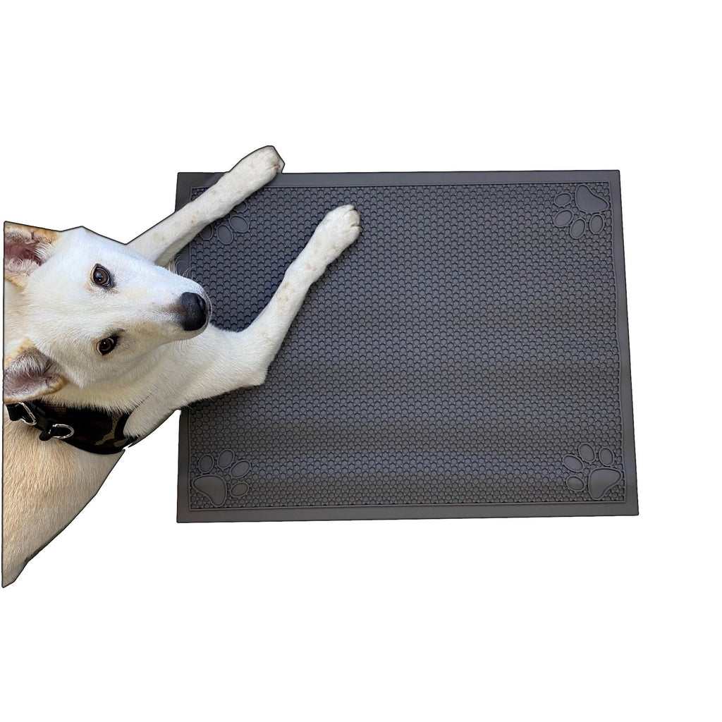 Pet Feeding Non-Slip Mat Waterproof For Water or Food Bowl Large 23"L x 36"W in 3 Colors (Jet Black, Slate Grey, Latte)