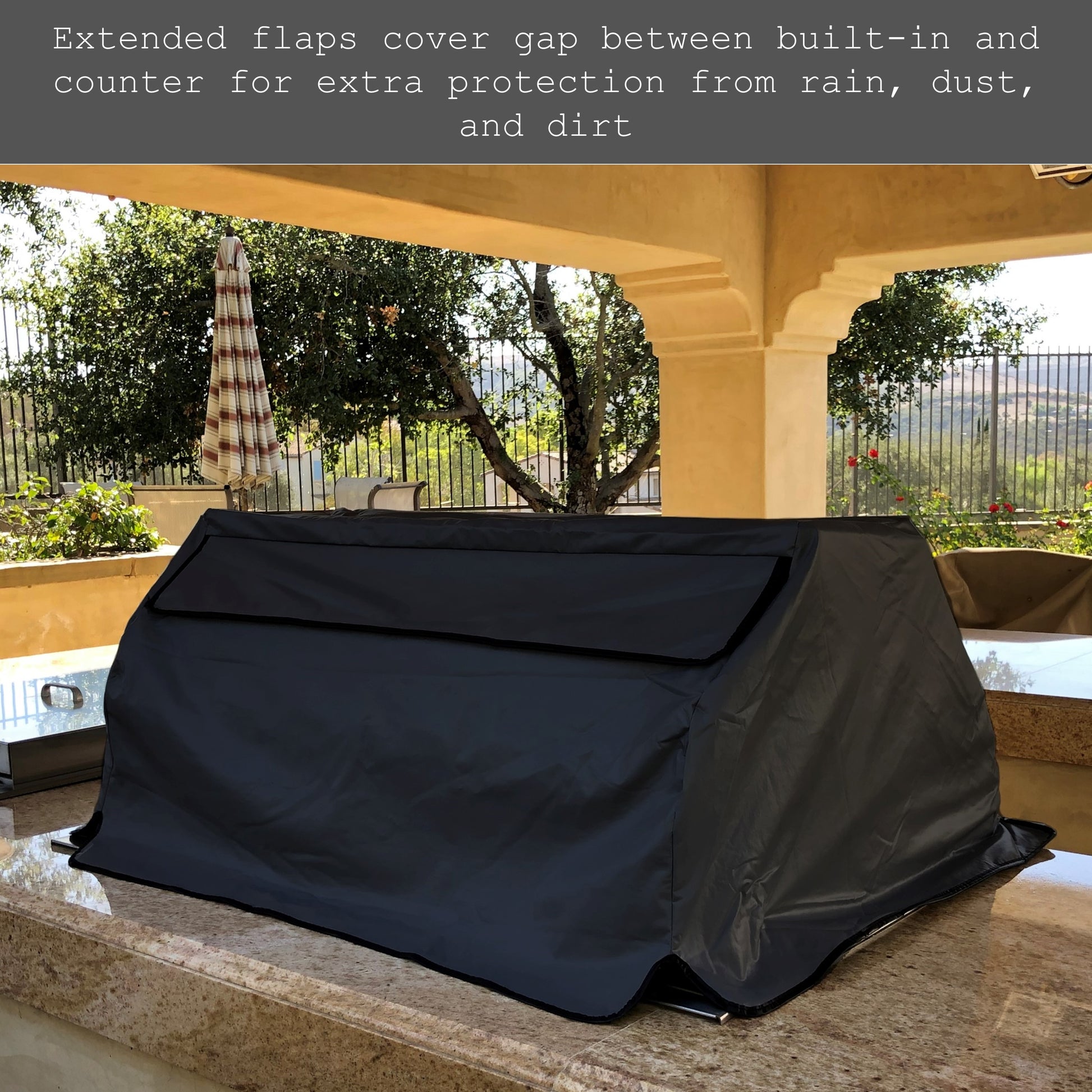 Built-In Barbeque Outdoor Cover Fits BBQ or Grills up to 30-56 inches Long - Black Vinyl