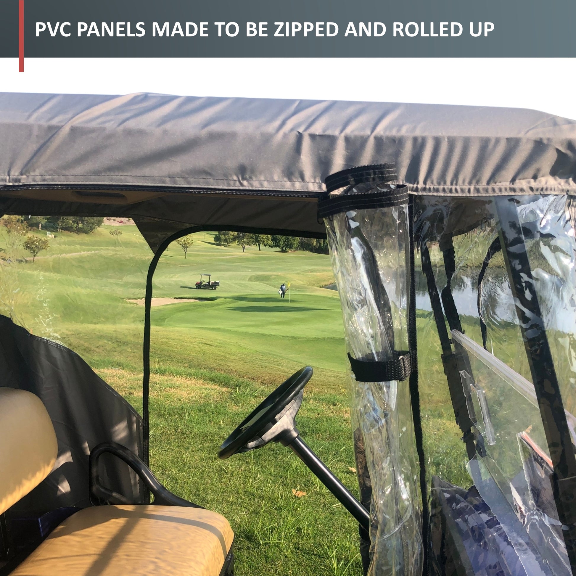 Golf Cart Driving Enclosure Cover for EZGO, Club Car, Yamaha G (Long Roof, 80"L) - 4 Passenger