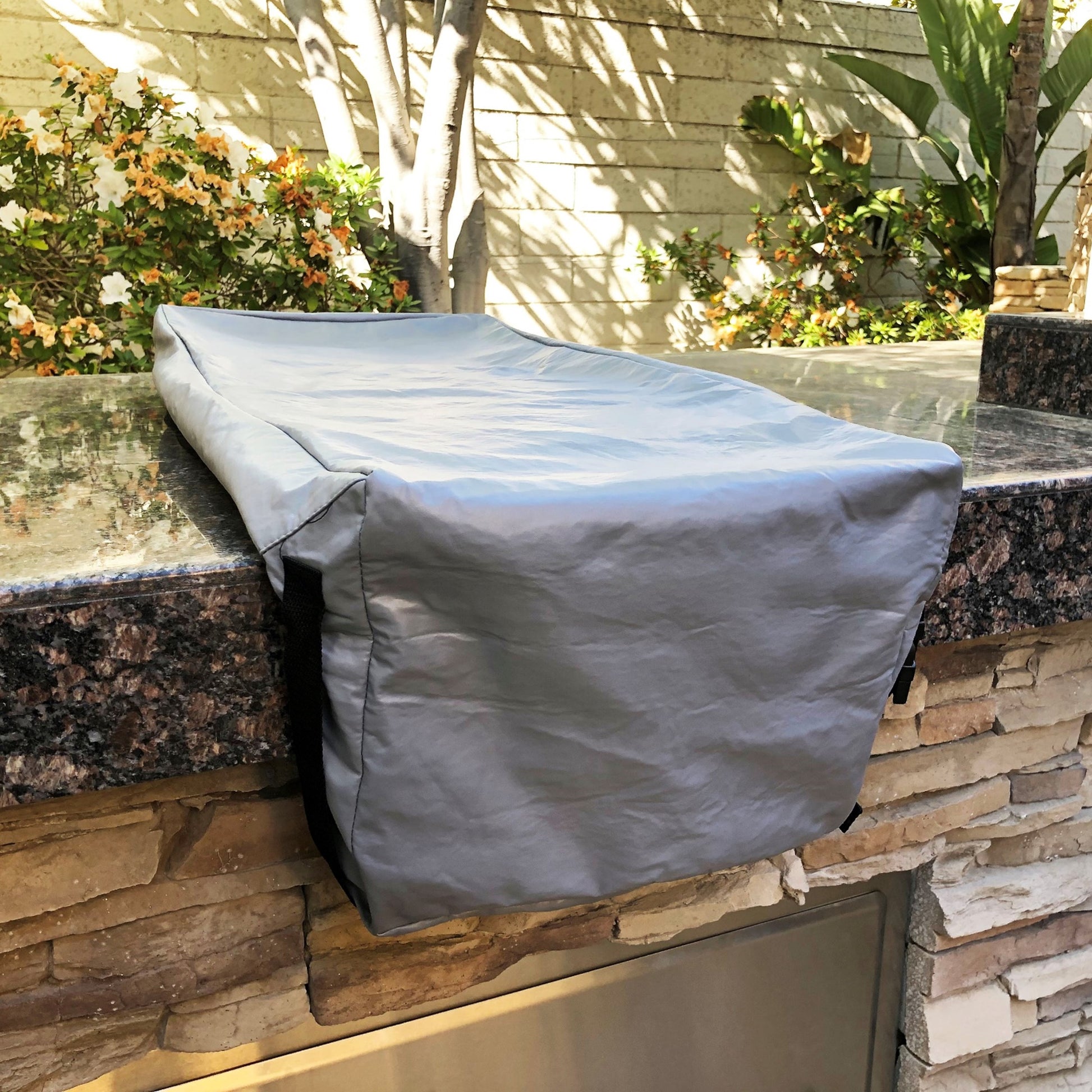 Outdoor Built-In Side Burner Cover for Side Burners up to 13-19 inches Wide - Grey Vinyl