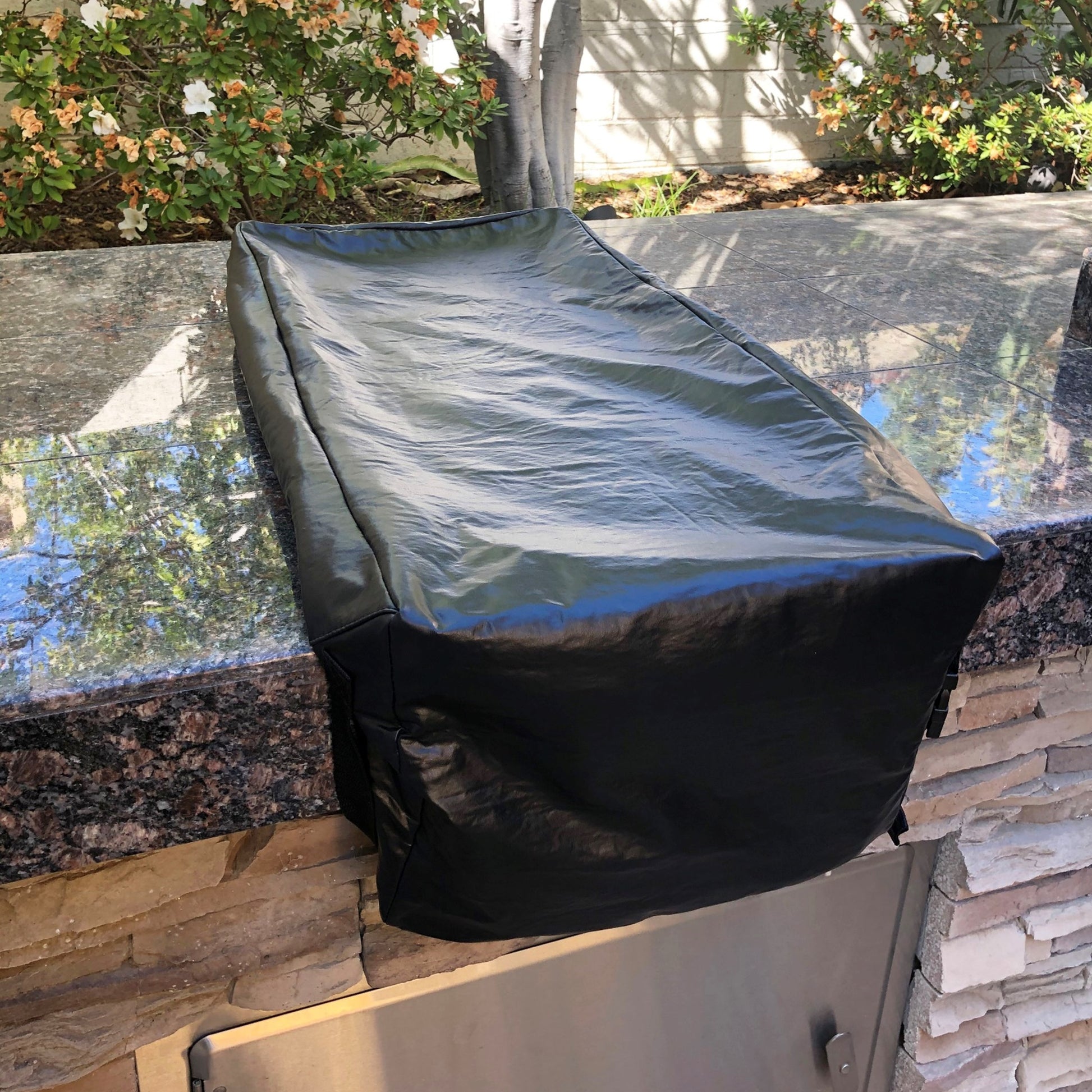 Outdoor Built-In Side Burner Cover for Side Burners up to 13-19 inches Wide - Black Vinyl