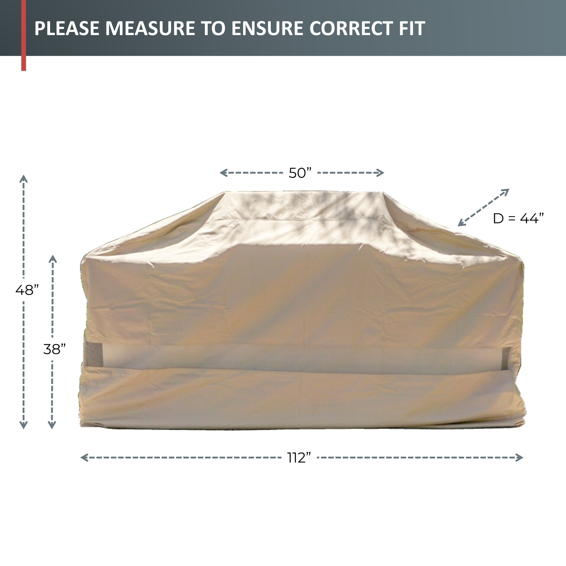 Island Barbecue Outdoor Cover Fits BBQ or Grills up to 76-124 inches Long - Safari Taupe