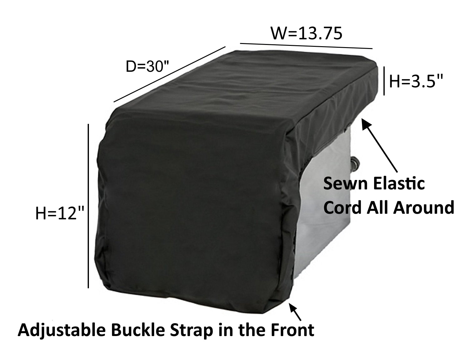 Outdoor Built-In Side Burner Cover for Side Burners up to 13-19 inches Wide - Black