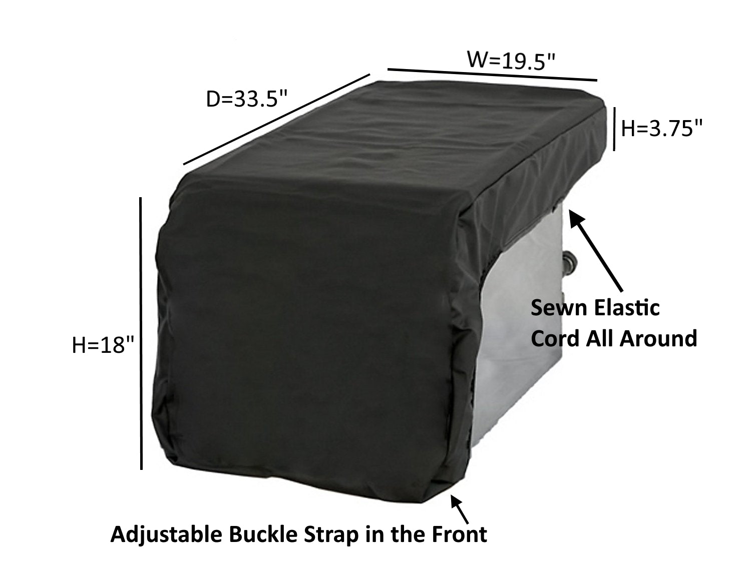 Outdoor Built-In Side Burner Cover for Side Burners up to 13-19 inches Wide - Black