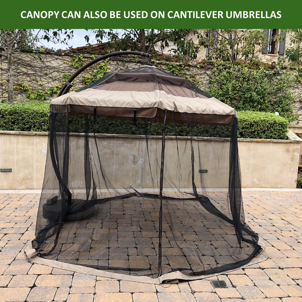 Patio Umbrella Mosquito Screen Netting fit 9ft to 11ft Market or Hanging Cantilever Umbrellas