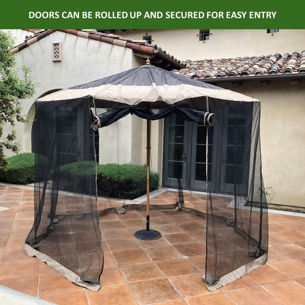 Patio Umbrella Mosquito Screen Netting fit 9ft to 11ft Market or Hanging Cantilever Umbrellas