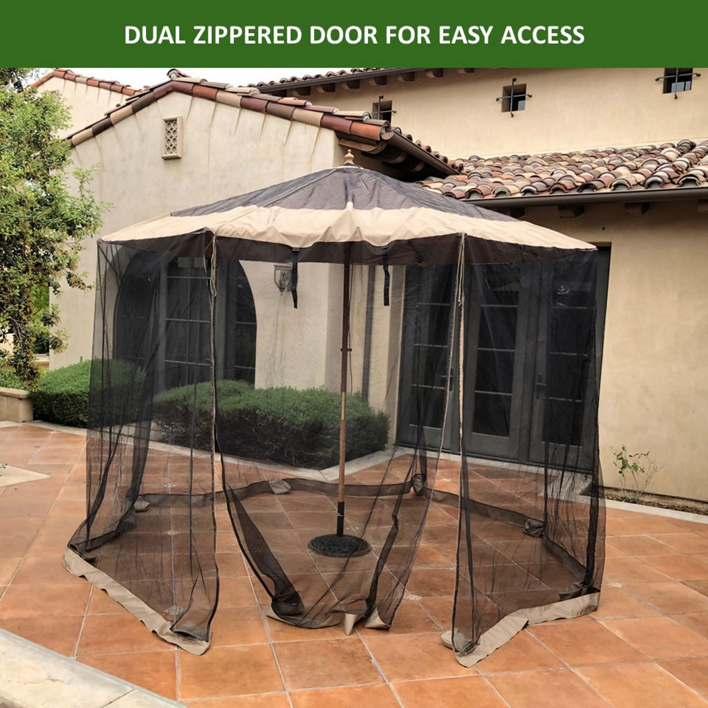Patio Umbrella Mosquito Screen Netting fit 9ft to 11ft Market or Hanging Cantilever Umbrellas