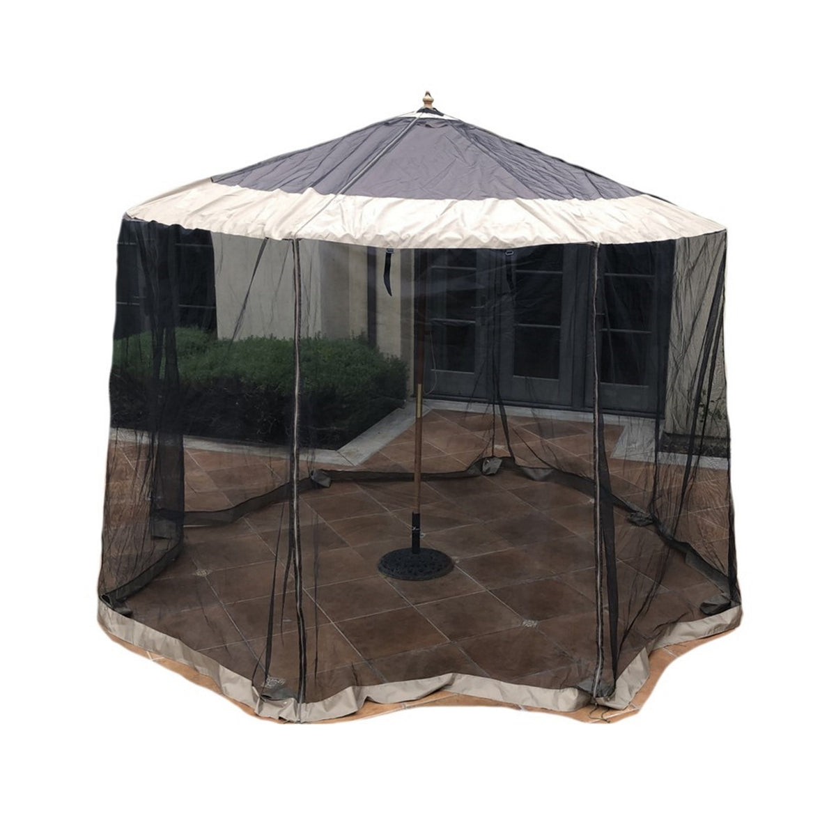 Mosquitera para sombrilla de patio, compatible con sombrillas de mercado o colgantes de entre 2,7 y 3,3 metros.