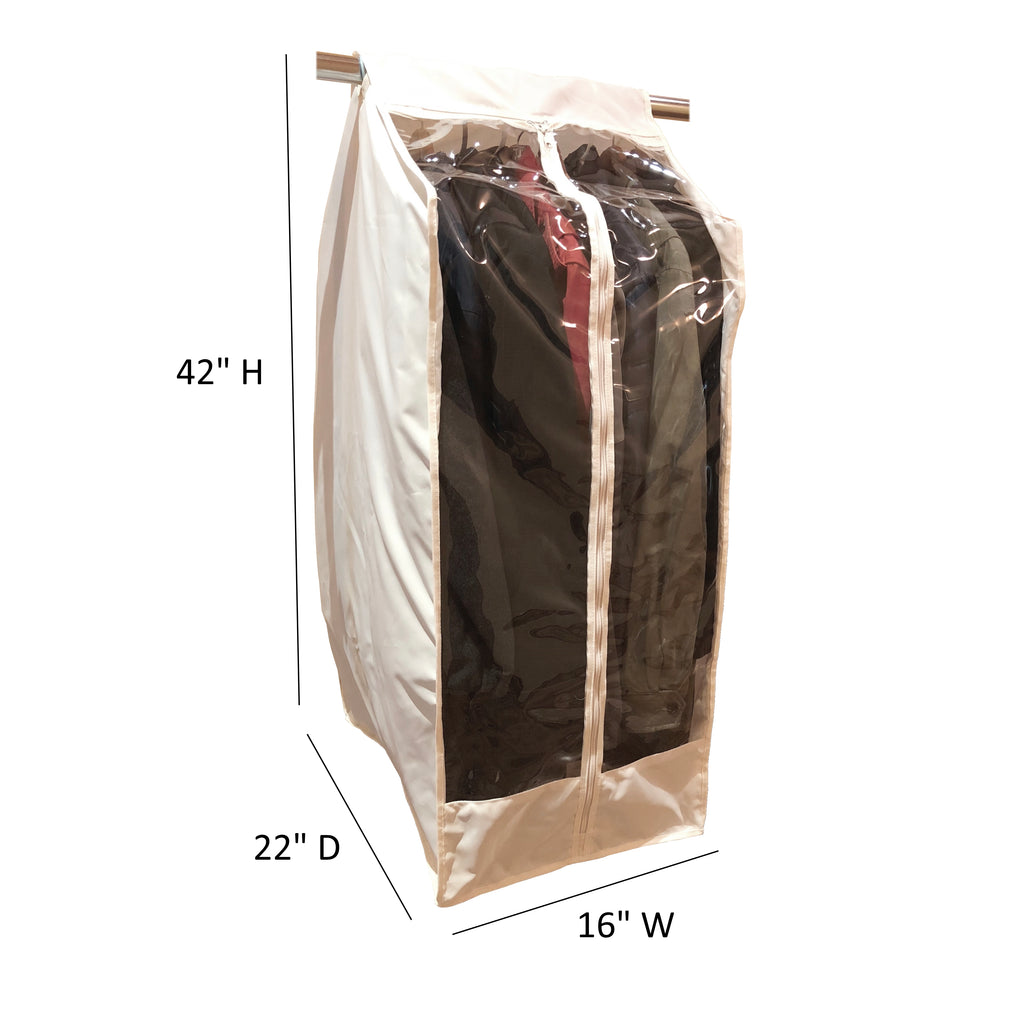 Fully Enclosed Garment Rack Bag Closet Rod Cover in Off White