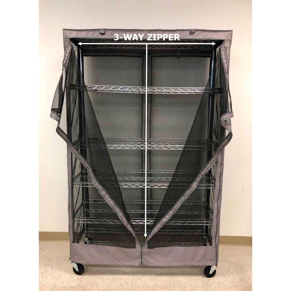 Storage Shelving Unit Cover, fits racks 48"W x 18"D x 72"H All Mesh Netting Sides