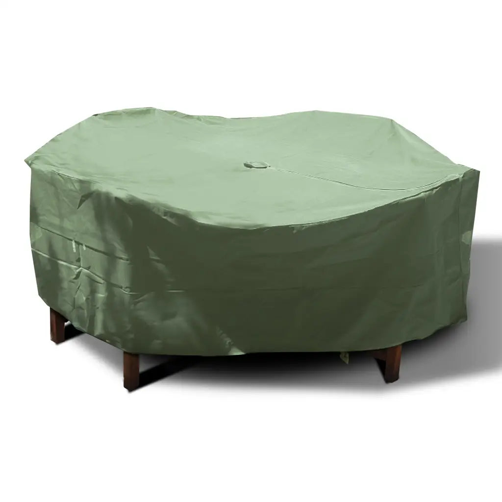 Patio Set Cover For Round or Square Table & Chairs 96"Dia. x 30"H with Umbrella Hole Aspen Green.