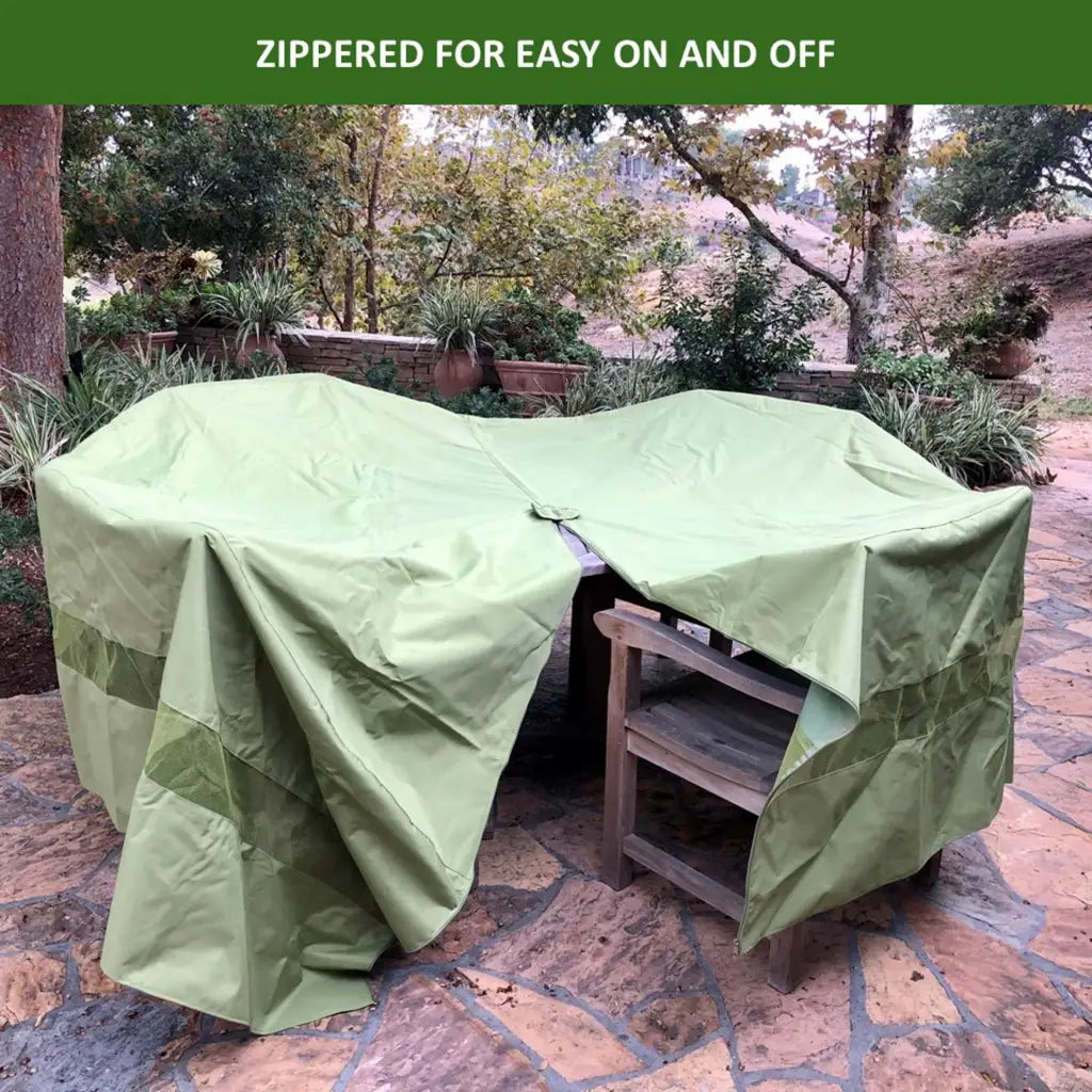 Patio Set Cover For Round or Square Table & Chairs 96"Dia. x 30"H with Umbrella Hole Aspen Green.